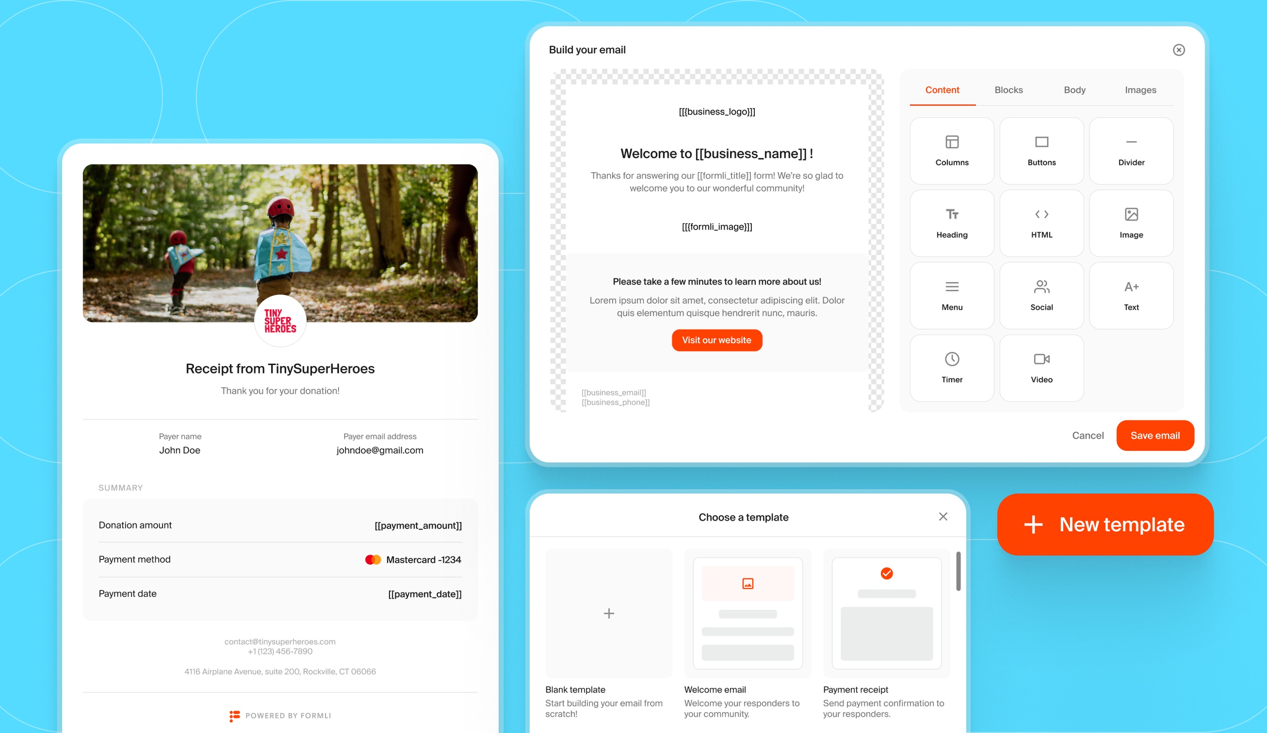 [Fig.8] Users can customize confirmation emails and create templates.