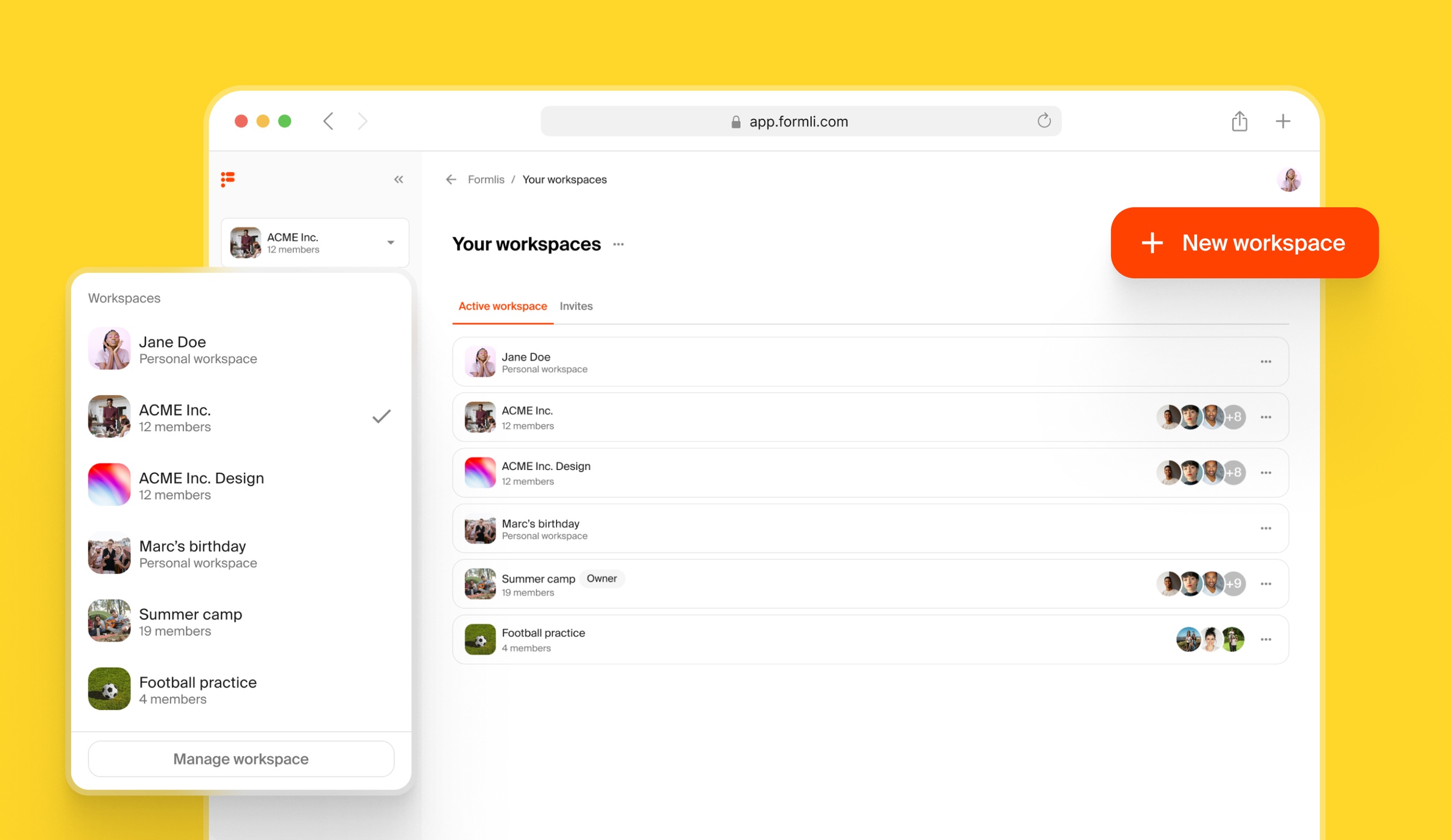 [Fig.6] Users can collaborate across teams by switching workspaces.